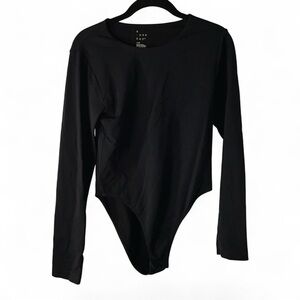 A New Day Black Long Sleeve Bodysuit Size L | Classic Crew Neck